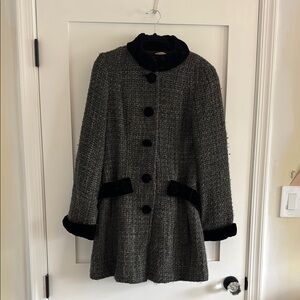 Vintage Nanette Lepore Black and Grey Tweed Coat